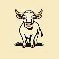 cow Animal logo Isolated Black on White background
