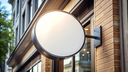 blank minimal circular shop signboard mockup