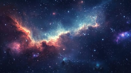 Obraz premium A stunning galaxy scene with clusters of stars and luminous nebulae stretching across the vastness of space, creating a beautiful and immersive background.