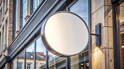 Fototapeta premium blank minimal circular shop signboard mockup