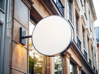 blank minimal circular shop signboard mockup
