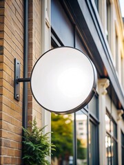 blank minimal circular shop signboard mockup