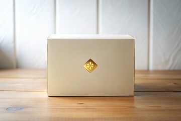 Golden box logo mockup