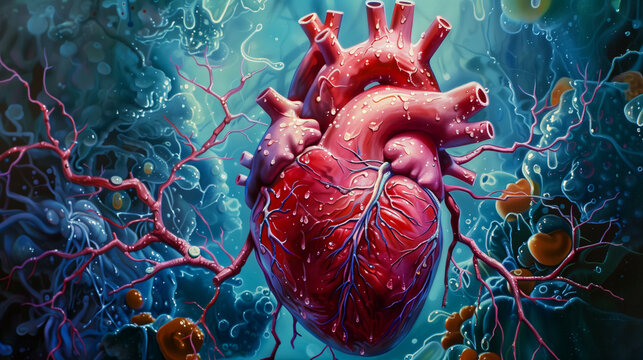 Human heart anatomy in blood system, Cardiovascular disease CDV.
