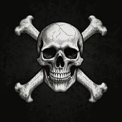 Vintage skull and crossbones monochrome template