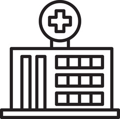 Obraz premium Hospital Building Line Icon 