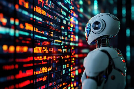 Robot Observing Data on a Server Rack