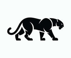 Obraz premium Wild animal black panther silhouette EPS vector isolated illustration template on a white background