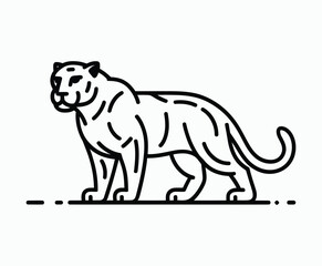 Fototapeta premium Wild animal black panther silhouette EPS vector isolated illustration template on a white background