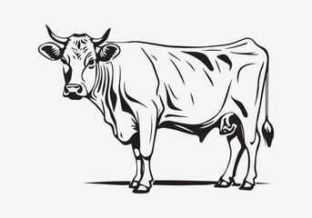 cow Animal logo Isolated Black on White background