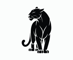 Obraz premium Wild animal black panther silhouette EPS vector isolated illustration template on a white background