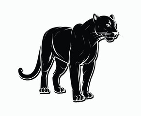 Wild animal black panther silhouette EPS vector isolated illustration template on a white background