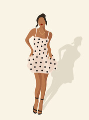Illustration of a cute girl on a light beige background.