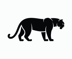 Obraz premium Wild animal black panther silhouette EPS vector isolated illustration template on a white background
