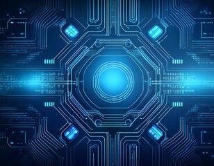 2d illustration Abstract futuristic electronic circuit technology background