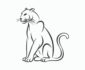 Fototapeta premium Wild animal black panther silhouette EPS vector isolated illustration template on a white background