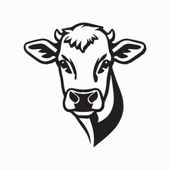 cow Animal logo Isolated Black on White background