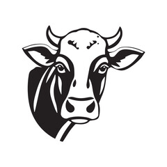 cow Animal logo Isolated Black on White background