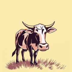 cow Animal logo Isolated Black on White background