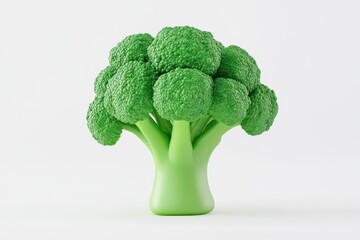 3D broccoli graphic on white background ideal for UI UX Colorful realistic icon of broccoli in a cartoon minimalist design Food illustration