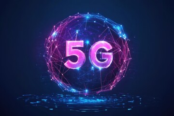 5G wireless systems IoT concept 3D hexagonal globe Smart city Mobile internet connection Vector image