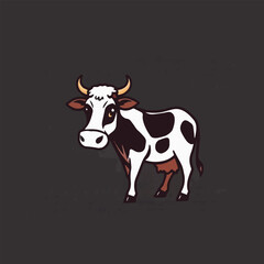 cow Animal logo Isolated Black on White background