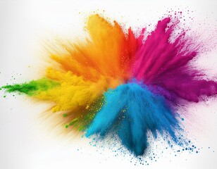 Fototapeta premium Abstract powder splatted background. Colorful powder explosion on white background. Colored cloud. Colorful dust explode. Paint Holi.