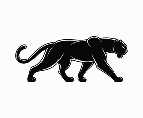 Obraz premium Wild animal black panther silhouette EPS vector isolated illustration template on a white background