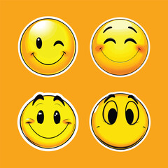 A set of orange and yellow smiley faces 