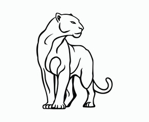 Obraz premium Wild animal black panther silhouette EPS vector isolated illustration template on a white background
