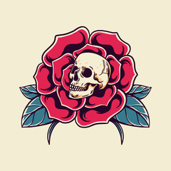a combination of skulls and roses