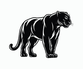 Obraz premium Wild animal black panther silhouette EPS vector isolated illustration template on a white background