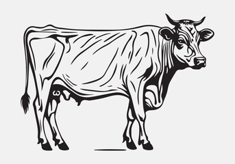 cow Animal logo Isolated Black on White background