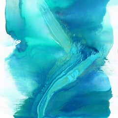 Fototapeta premium Aquamarine watercolor strip multilayered
