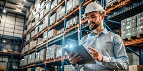A Warehouse Manager effectively manages inventory using a tablet for control