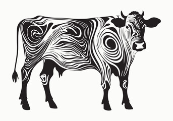 cow Animal logo Isolated Black on White background