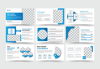 Medical PowerPoint presentation slide template design. Presentation background, brochure design