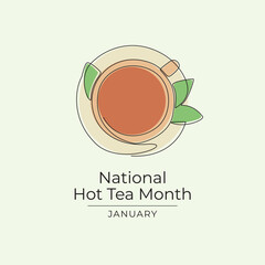 National Hot Tea Month vector design template good for celebration usage. National Hot Tea Month design. continuous line drawing. eps 10.