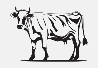 cow Animal logo Isolated Black on White background