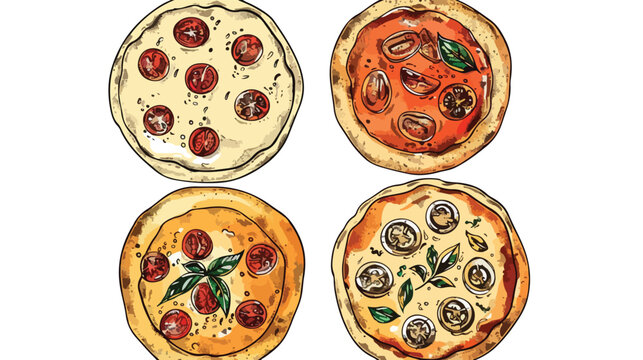 Trendy Hand Drawn Italian Pizza Logos Collection