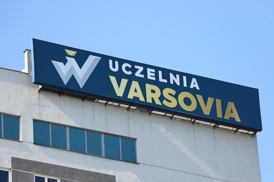 Building of Uczelnia Varsovia in Warsaw, higher education institution.