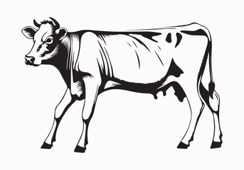 Fototapeta premium cow Animal logo Isolated Black on White background