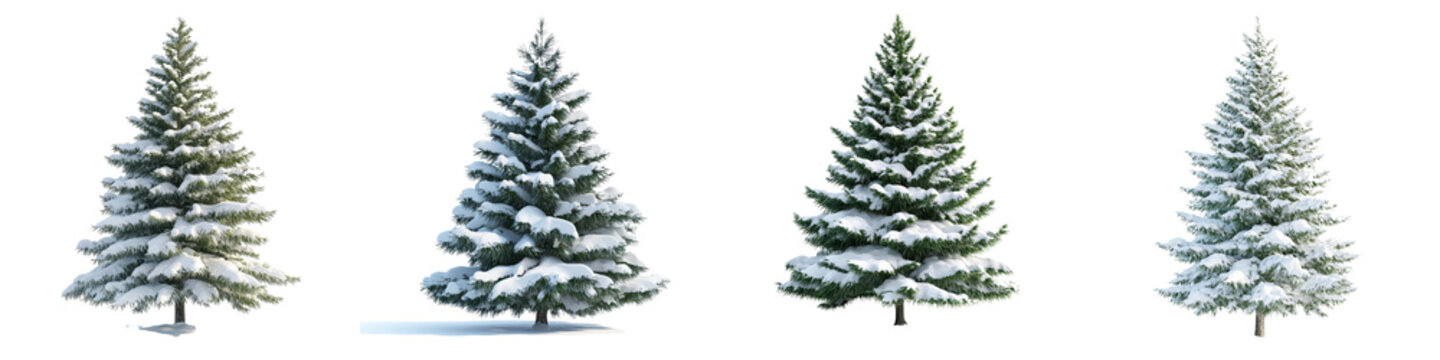 Snowy evergreen fir pine and spruce trees in a serene tranquil winter forest landscape  Peaceful pristine outdoor scene with a fresh layer of white snow during the cold holiday season