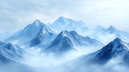 Fototapeta premium Majestic mountains with misty blue hues
