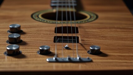 Fototapeta premium A stringed musical instrument played by plucking or strumming, available in acoustic and electric forms, essential in many music genres GENERAVTIE AI