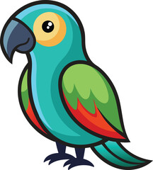 Cute kawaii parrot vector art colorful illustration icon and graphic design.