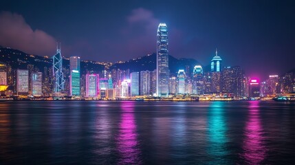 Fototapeta premium Victoria Harbor night