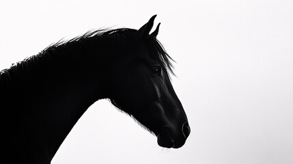 Black Horse Silhouette Against White Background