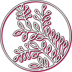 カラーシャドウの円形シンプル花札　文月　萩　7月　萩のカス