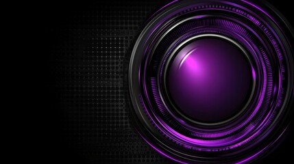 Futuristic metallic purple circle interface with glowing lines on dark black background, abstract and modern technology concept for digital and data visualization
